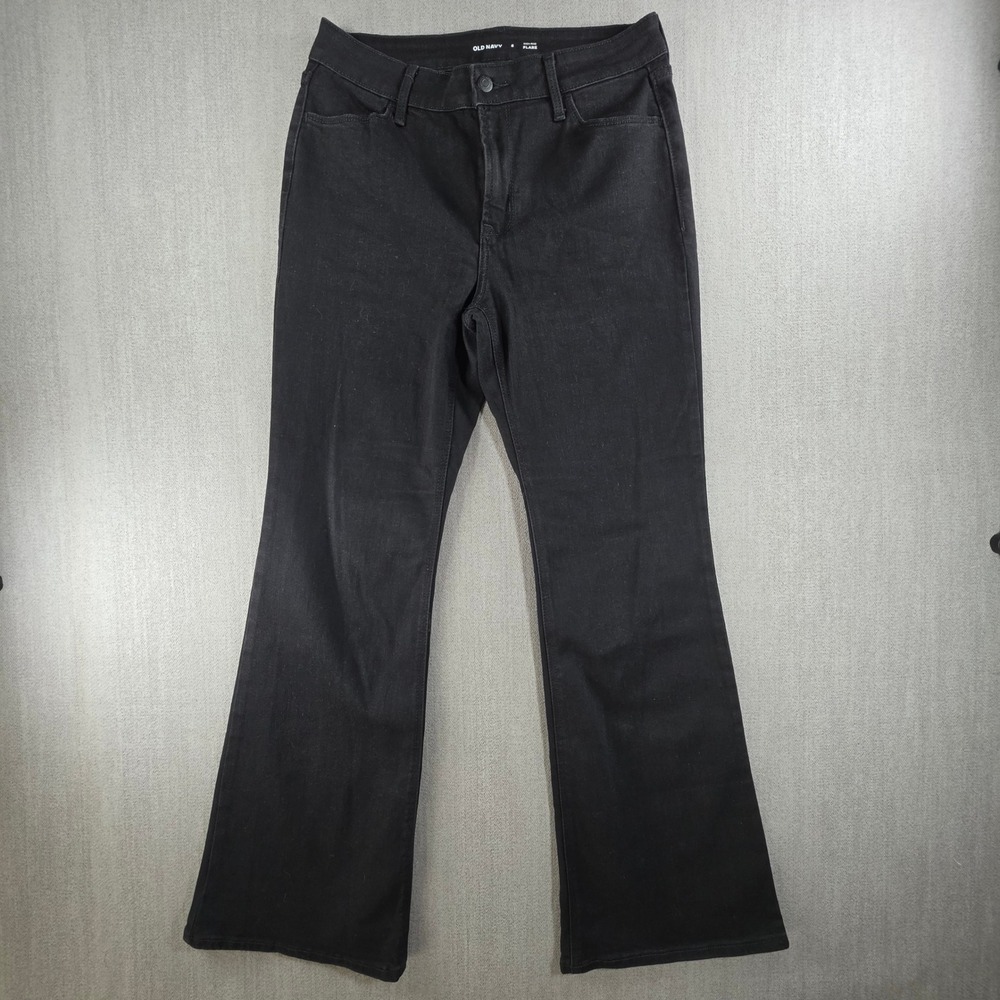 Old Navy Jeans Women 6 Black High-Rise Flare Denim Pants